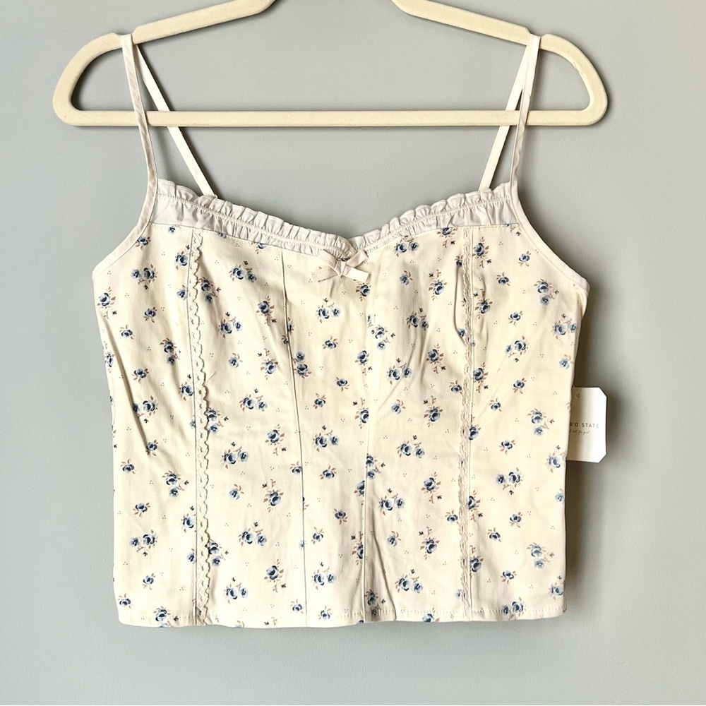 Altar’d State Floral Corset Cami Top | Cream Floral | Size M NWT